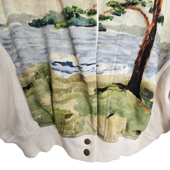 Anthropologie Daily Practice Faux Shearling Landscape Graphic Crop Jacket Sz XS - Picture 4 of 11